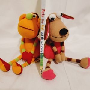 DOG MONKEY Book Bookends 7" Animals Bean Bag Plush Weighted